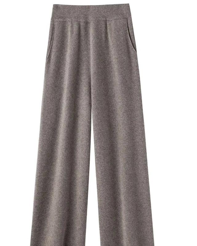 High-Waist Knit Wide-Leg Floor-Length Pants