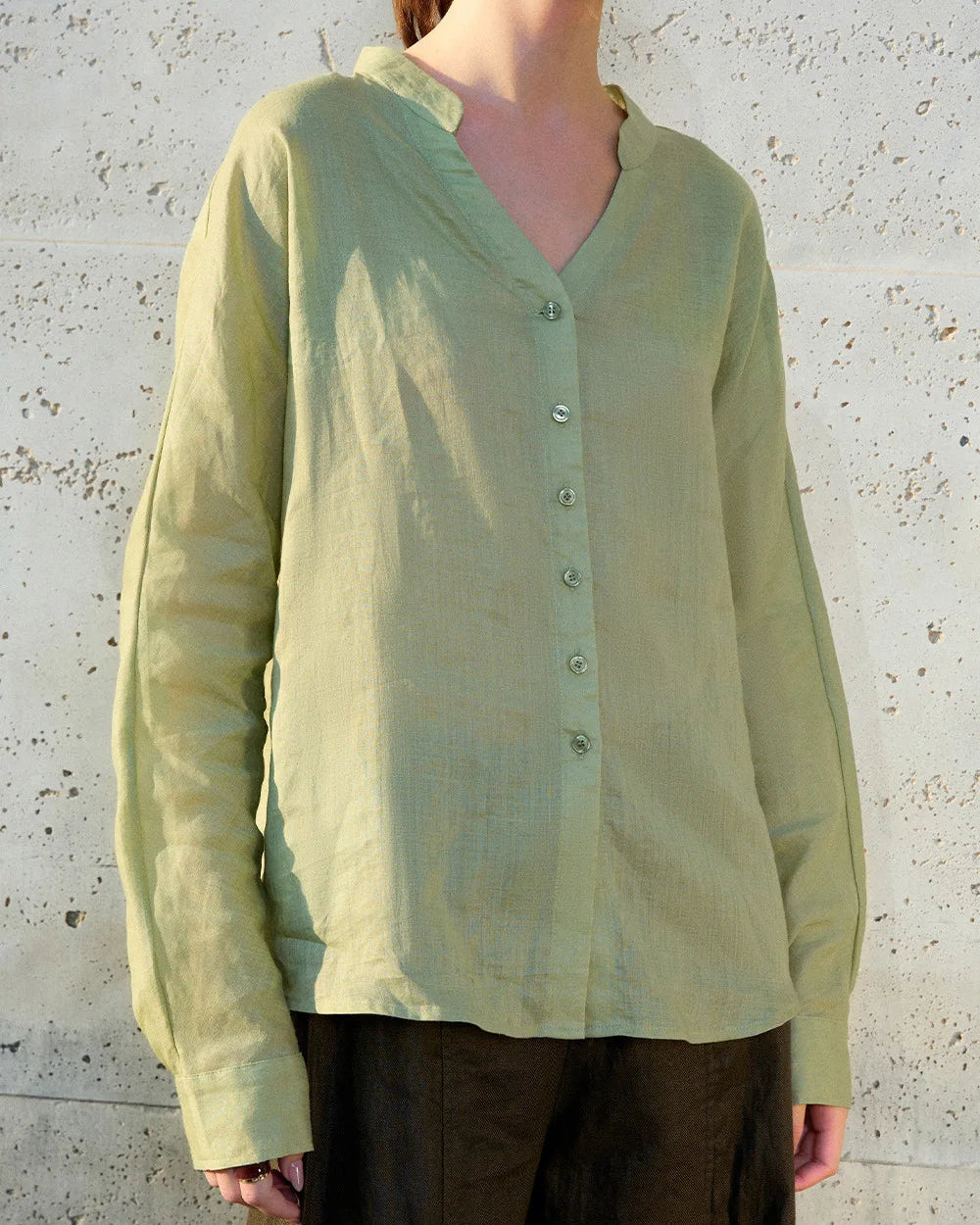 Retro V-Neck Sun Protection Long-Sleeved Shirt