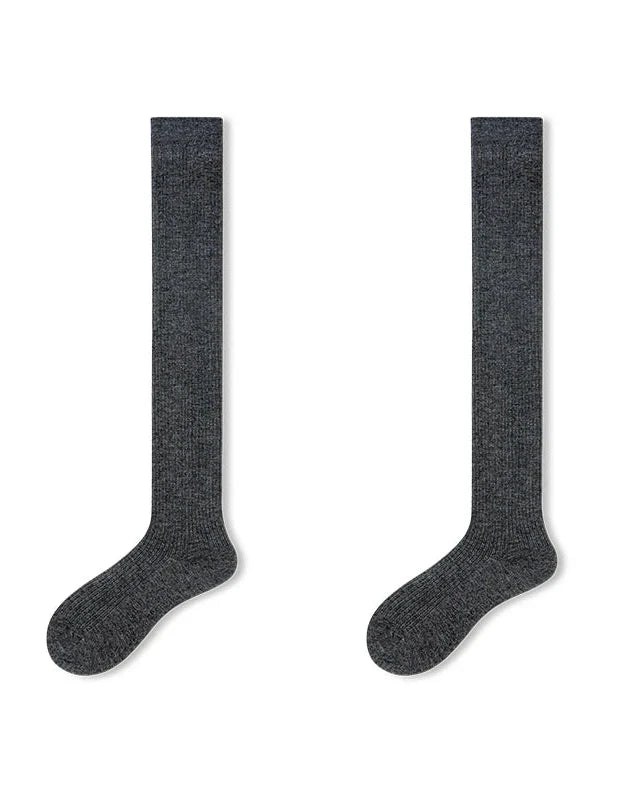 Wool Blend Ribbed Thigh-High Socks