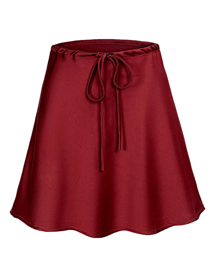 High-Waisted Satin A-Line Mini Skirt