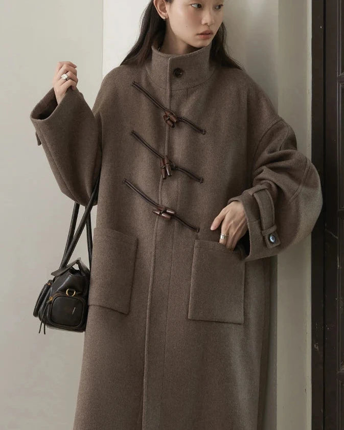 Horn Button Wool Blend Coat
