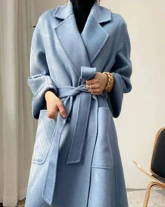 Belted Wool-Blend Wrap Coat