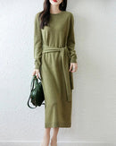 Merino Wool Belted Knit Dress