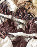 Ultra-Thin Sexy Satin Lace Patchwork Bra Set