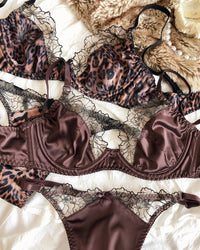 Ultra-Thin Sexy Satin Lace Patchwork Bra Set