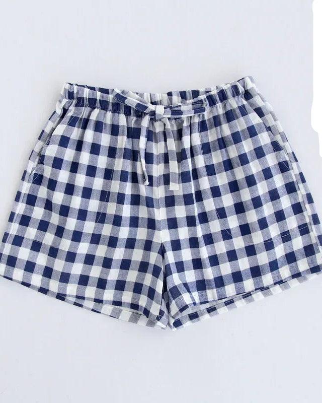 Cotton Plaid Sleep Shorts