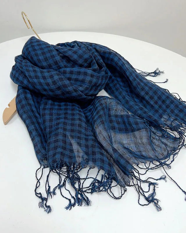 Checked Linen Scarf