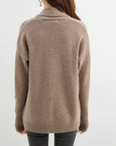 Merino Wool Solid Scarf Collar Loose Knit Cardigan