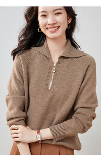 Pure Cashmere Half-zip Collar Jumper