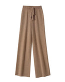 High Waist Wool Knit Wide-Leg Trousers