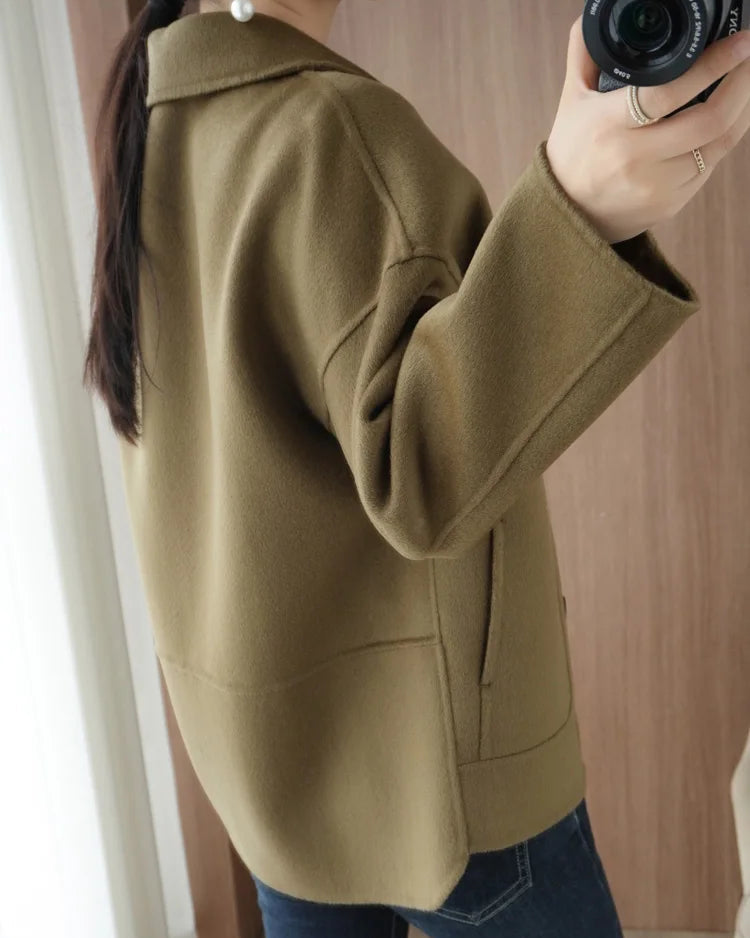 Classic Refined Wool Buttoned Overcoat