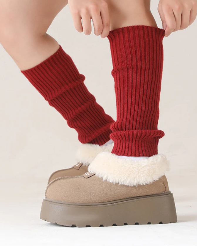 Ribbed Wool-Blend Calf Warmers