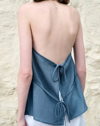 Elegant Linen V-Neck Backless Sleeveless Vest