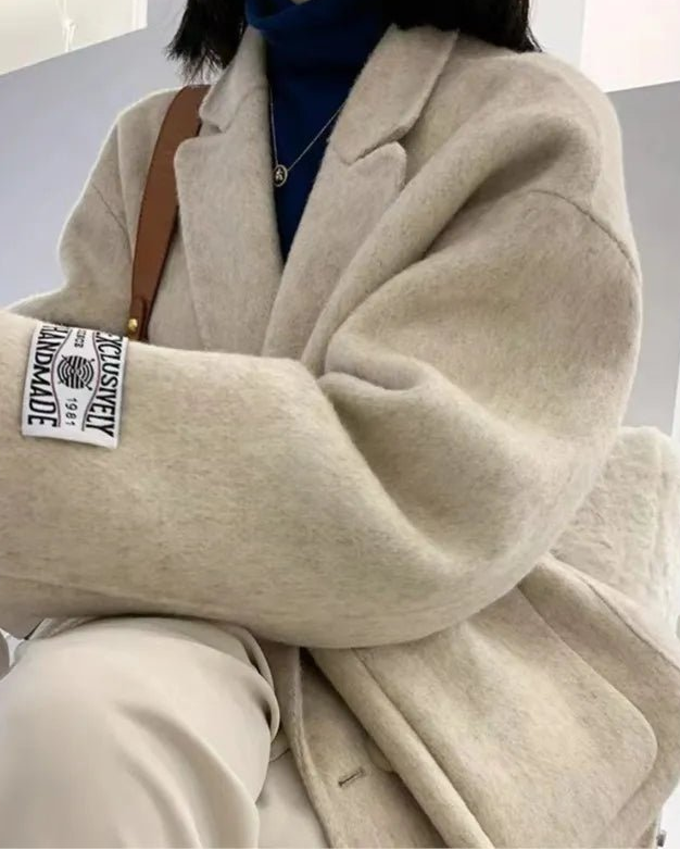 Double Breasted Oversized Short Wool Coat