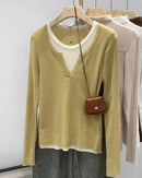 Contrast Color Knit Pullover