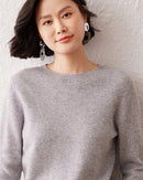 Crew Neck Long-Sleeved Cashmere Knit Sweater