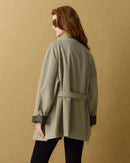 Cropped Belted Cotton Trench Coat