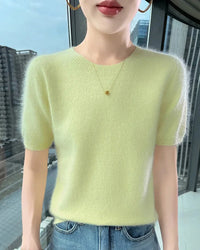 Mink Cashmere Short Sleeve Sweater