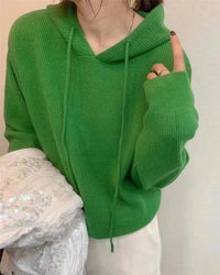 Casual Wool Knit Hoodie Sweater