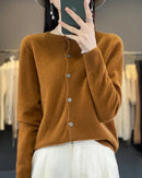 Merino Wool Round Neck Knit Cardigan