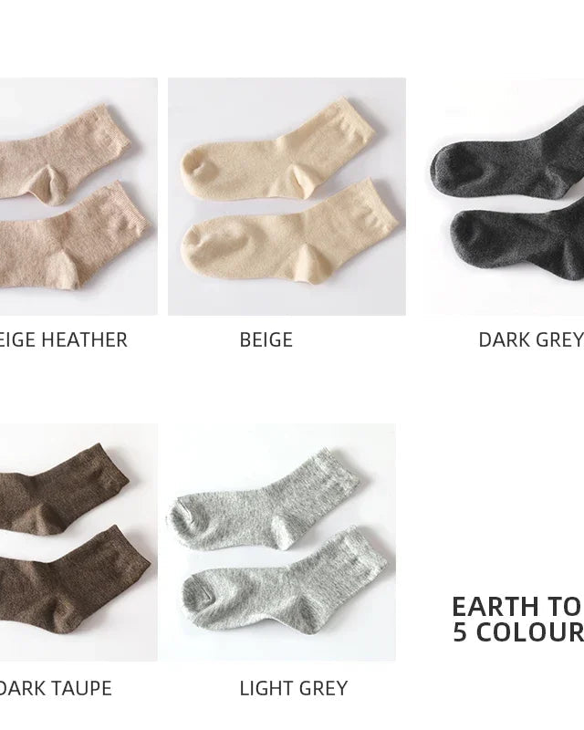 Women's Cashmere blend striped mid-tube socks 5-pack featuring a sculpted ribbed cuff, retro stripe pattern, and double-stitched seams, perfect for delivering poised warmth in cold office environments.