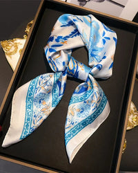 Printed Satin Square Neckerchief Scarf