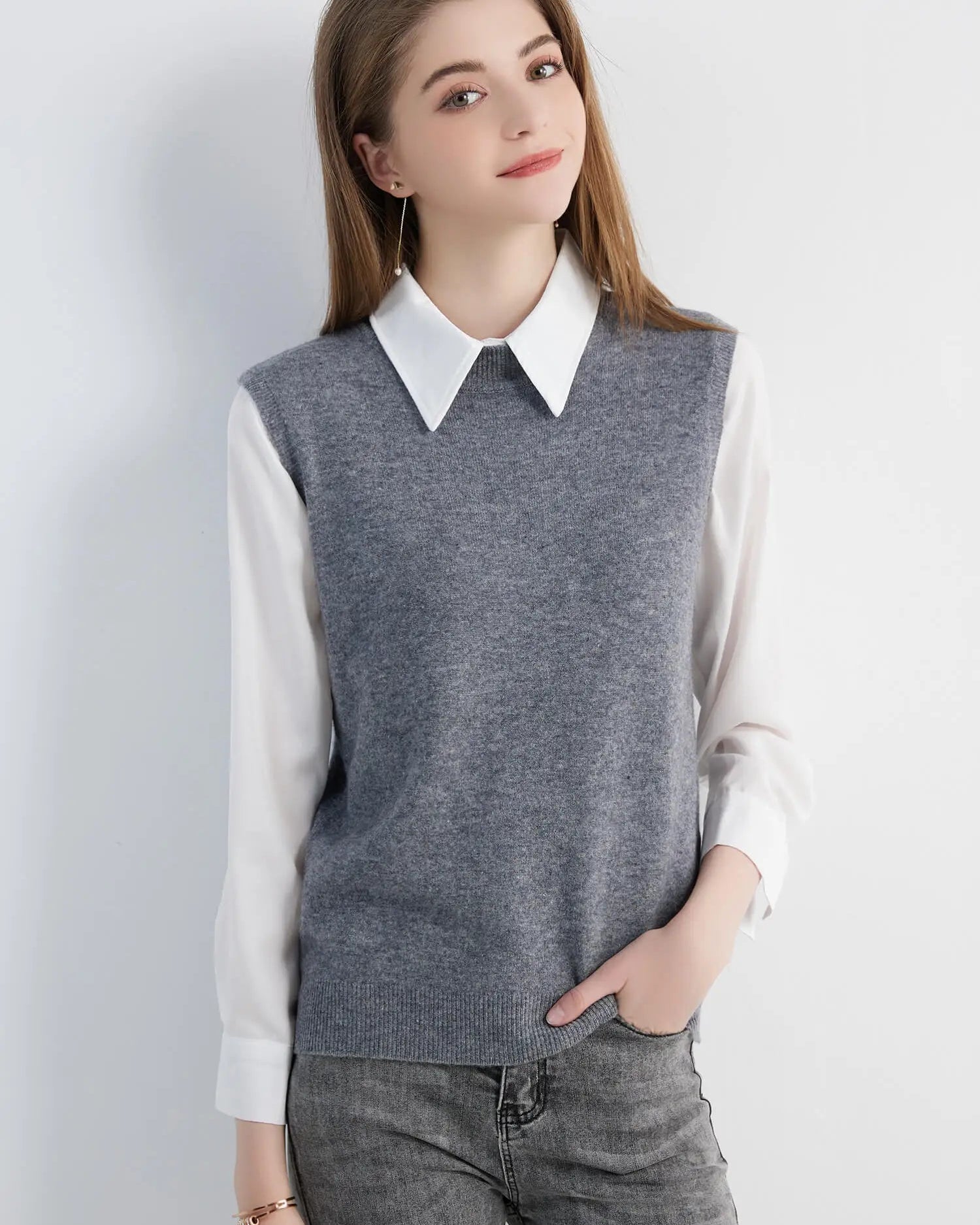 Merino Wool Sleeveless Knit Vest