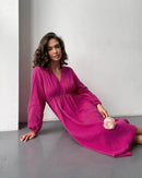 Elegant Long-Sleeved V-Neck Party Beach Dress