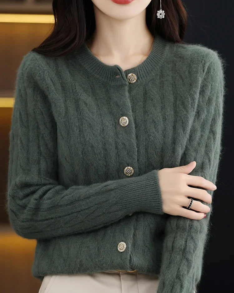 Mink Cashmere Cable Knit Cardigan
