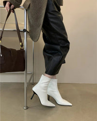 Simple Pointed-Toe Ankle Boots With High Heels