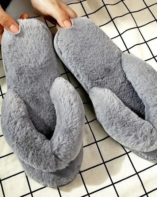 Velvet Thickened Plush Indoor Flip-Flops