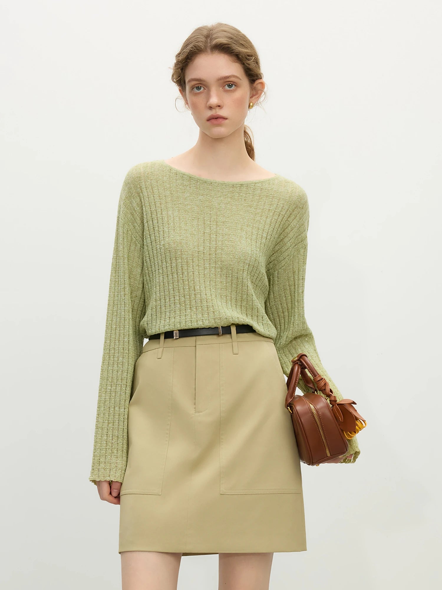Linen Natural Loose Knitted Tops