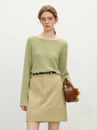 Linen Natural Loose Knitted Tops