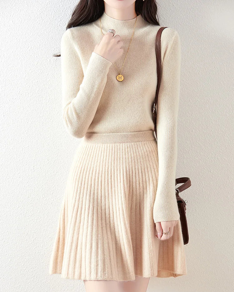 Wavy High-Waisted Sweet Knit Wool Mini Skirt