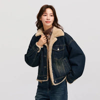 Patchwork Imitation Rabbit Fur Lapel Jacket