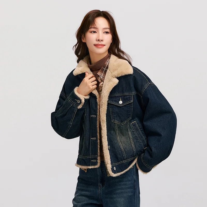 Patchwork Imitation Rabbit Fur Lapel Jacket