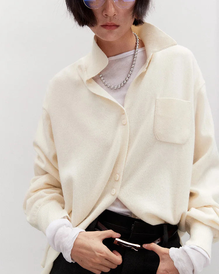 Loose-Fit Mid-Length Knitted Cardigan