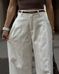 High-Waisted Wide-Leg Cotton Trousers