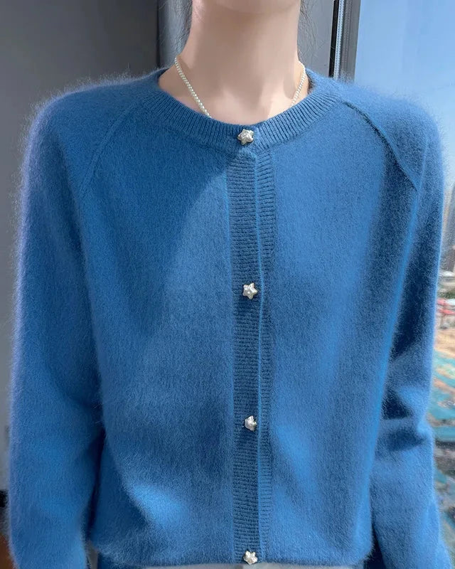 Soft Mink Cashmere O-Neck Cardigan