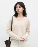 Wool Cashmere V-Neck Pullover