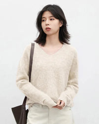 Wool Cashmere V-Neck Pullover
