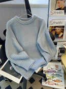 Round-Neck Oversized Knitted Pullover