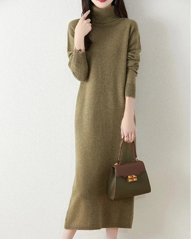 Merino Wool Turtleneck Knit Dress