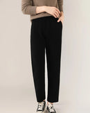 Merino Wool Solid High Waist Knit Pencil Trousers