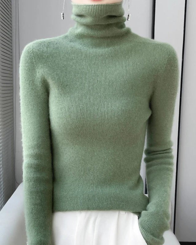 Wool Long-Sleeved Turtleneck Slim Fit Sweater
