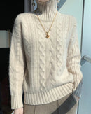 Merino Wool Twist Turtleneck Sweater