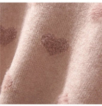 Pink Heart Winter Knitted Sweater