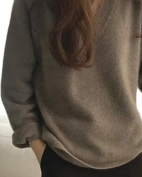 Gentle Herd Slouchy V-neck Wool Sweater