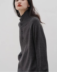 Cashmere Turtleneck Loose Knit Maxi Dress