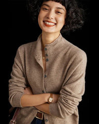 Cashmere & Wool Turtleneck Long-Sleeved Cardigan